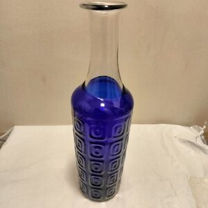 POLISH ART GLASS WANDA HUGE COBALT MODERN BOTTLE SHAPED VASE 15" MADE IN POLAND